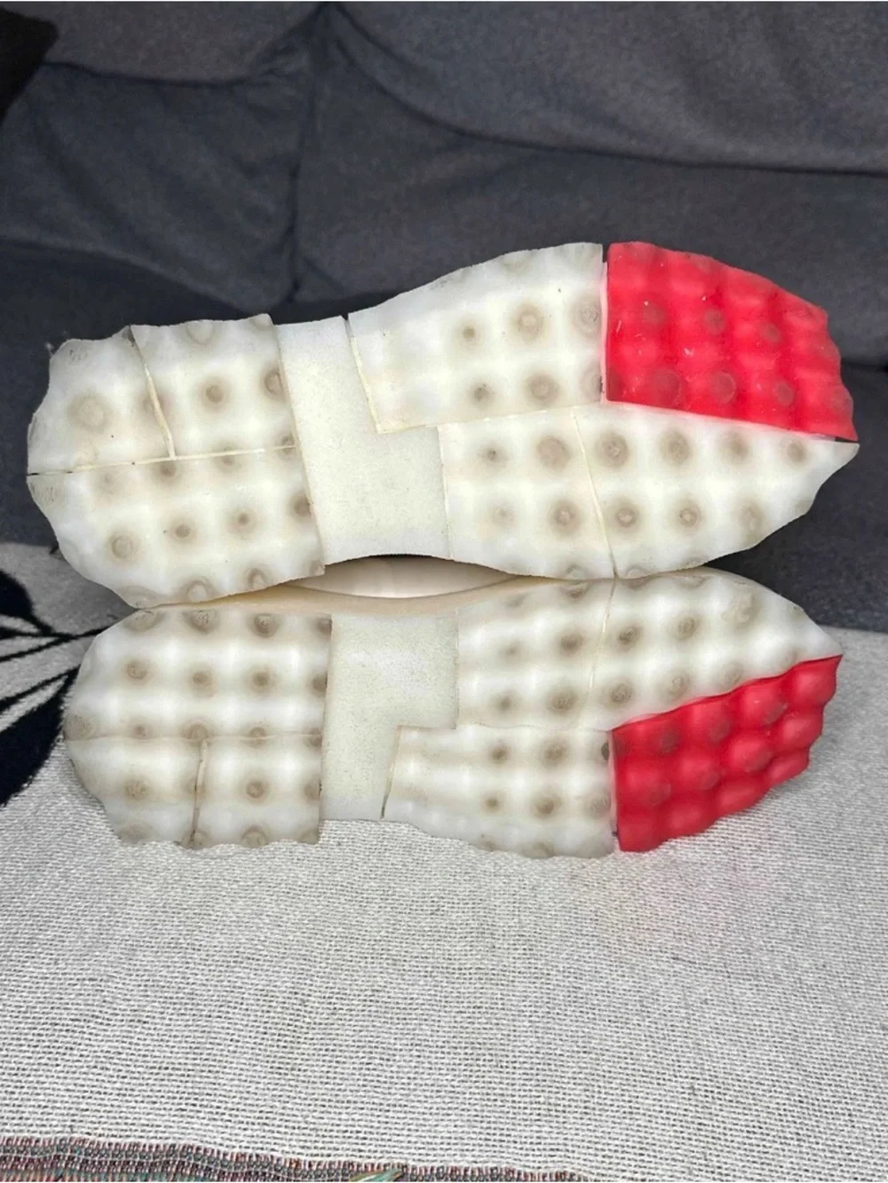 White Cream Platform Rain Boots with Pink Sole